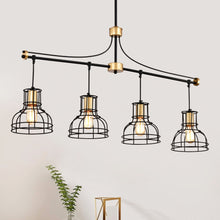 Load image into Gallery viewer, Dining Room Light Fixture / Chandelier Table, 40 -" Hanging For Farmhouse Linear Chandeliers, 5 Light Kitchen Island Lighting Ceiling Chandelier, With Metal Lampshade - Gold / Matte Black
