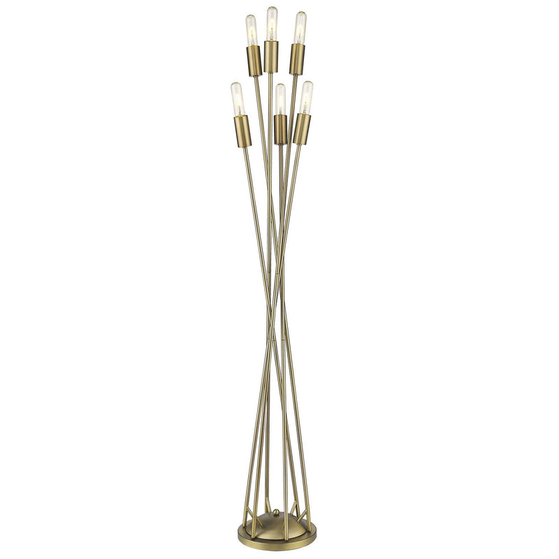 Six Light Torchiere Floor Lamp - Brass