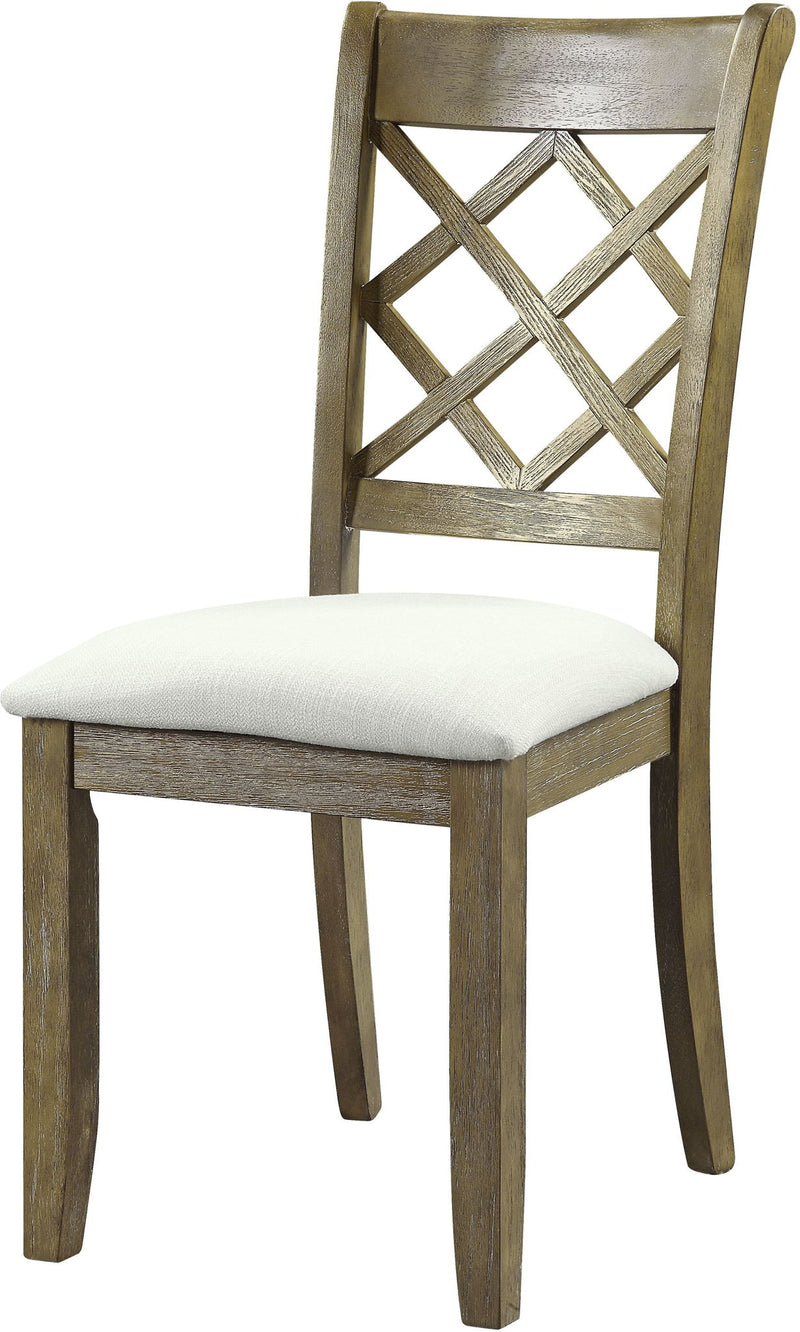 Upholstered Linen Cross Back Dining Side Chairs (Set of 2) - Beige