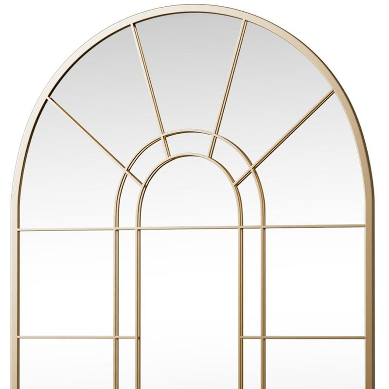 41" Arch Metal Window Pane Framed Accent Mirror - Gold