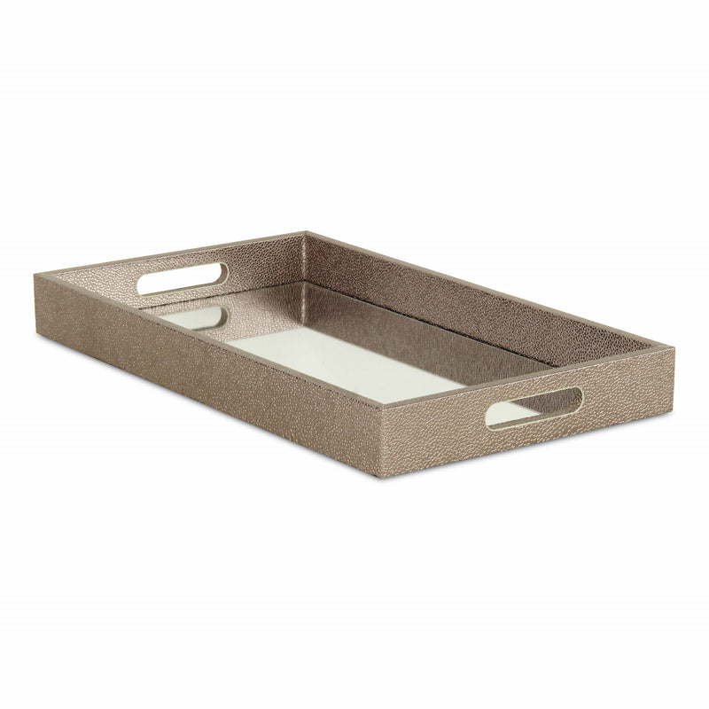 16" Rectangular Wood Handmade Tray With Handles - Gray