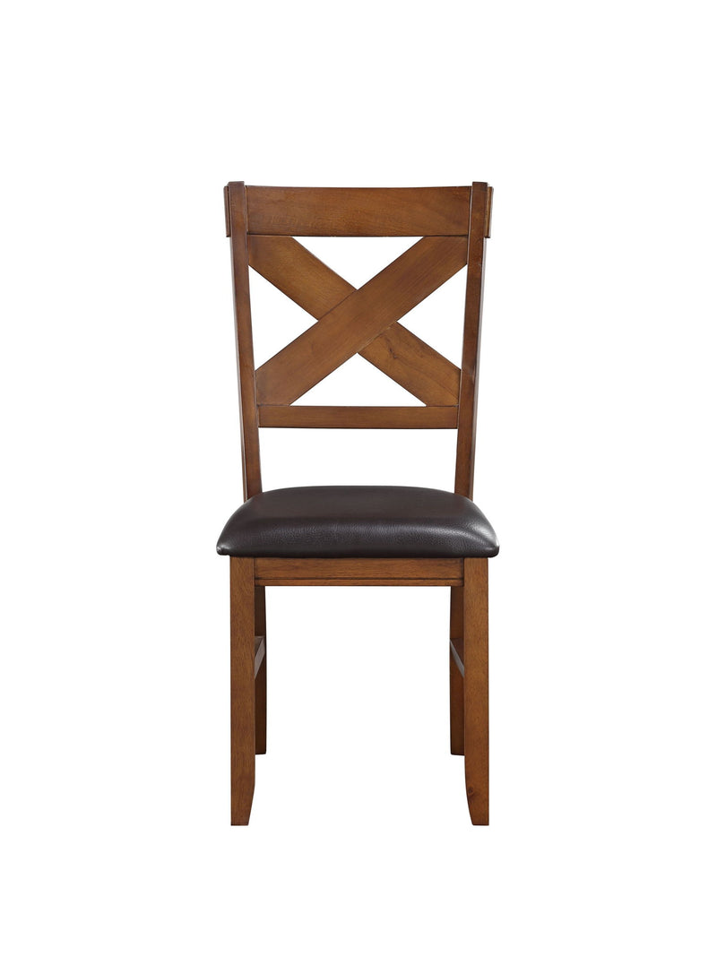 Upholstered Faux Leather Cross Back Dining Side Chairs (Set of 2) - Espresso / Brown