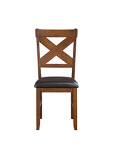Load image into Gallery viewer, Upholstered Faux Leather Cross Back Dining Side Chairs (Set of 2) - Espresso / Brown
