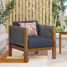 Load image into Gallery viewer, Outdoor Club Chair With Rattan Rope Wave - Dark Gray
