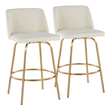 Load image into Gallery viewer, Toriano - Contemporary, Fixed Height Counter Stool With Swivel With Round Footrest (Set of 2)
