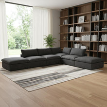 Load image into Gallery viewer, 2 Piece Living Room Set Blend Modular Sofa With Ottoman Storage - Black
