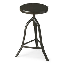 Load image into Gallery viewer, Solid Wood And Iron Backless Adjustable Height Bar Chair - Black
