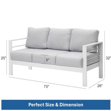 Load image into Gallery viewer, All-Weather Patio Sofa &amp; Cushions, 3 Seat Outdoor Couch
