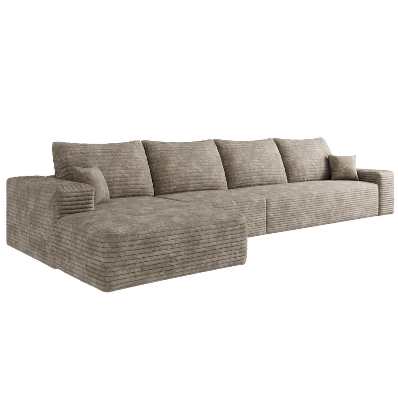 Corduroy Modular L Shaped Sofa And Chaise Sectional (762676) - Camel