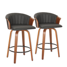 Load image into Gallery viewer, Faux Leather And Metal Low Back Counter Height Bar Chairs (Set of 2) - Black And Brown
