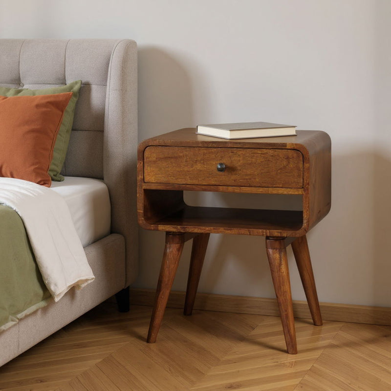 22" Solid Wood One Drawer Nightstand - Brown