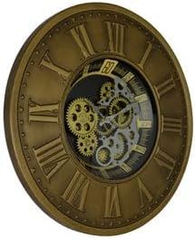 Silent Skeleton Exposed Gear Round Wall Clock - Black / Gold / Silver