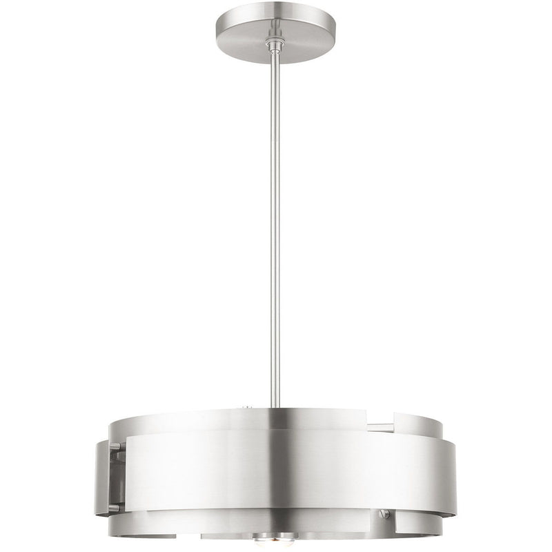 16" Five Light Dimmable Chandelier With Shades - Nickel