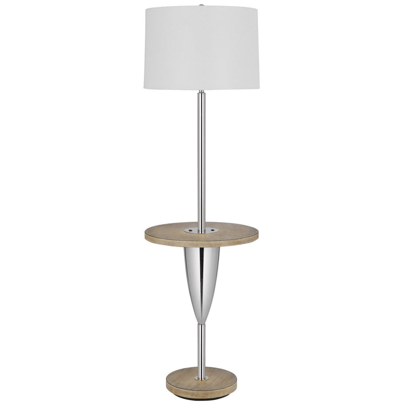 Tray Table Floor Lamp With White Square Shade - Chrome