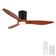 Load image into Gallery viewer, Low Profile Flush Mount Ceiling Fan With Light And Reversible Quiet Motor - Matte Black
