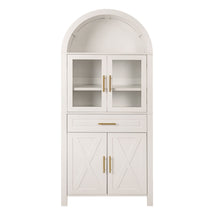 Load image into Gallery viewer, Arched Kitchen Pantry Cabinet With Adjustable Shelves &amp; Barn Door Design
