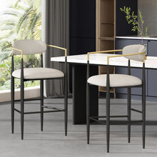 Load image into Gallery viewer, Upholstered Bar Stools With Backs For Kitchen Island (Set of 2)
