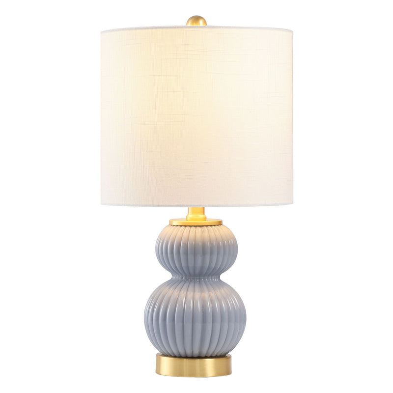 Gourd Table Lamp LED With Drum Shade - Gray