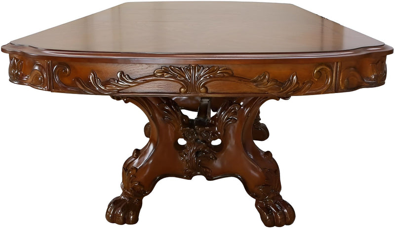 46" Free Form Solid Wood Double Pedestal Base Dining Table - Dark Brown
