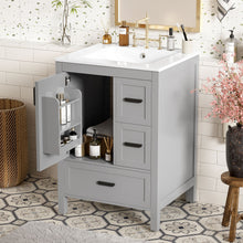 Load image into Gallery viewer, Bathroom Vanity With Sink, Soft Close Door, Double Layer Door Shelf And 3 Drawers - Gray
