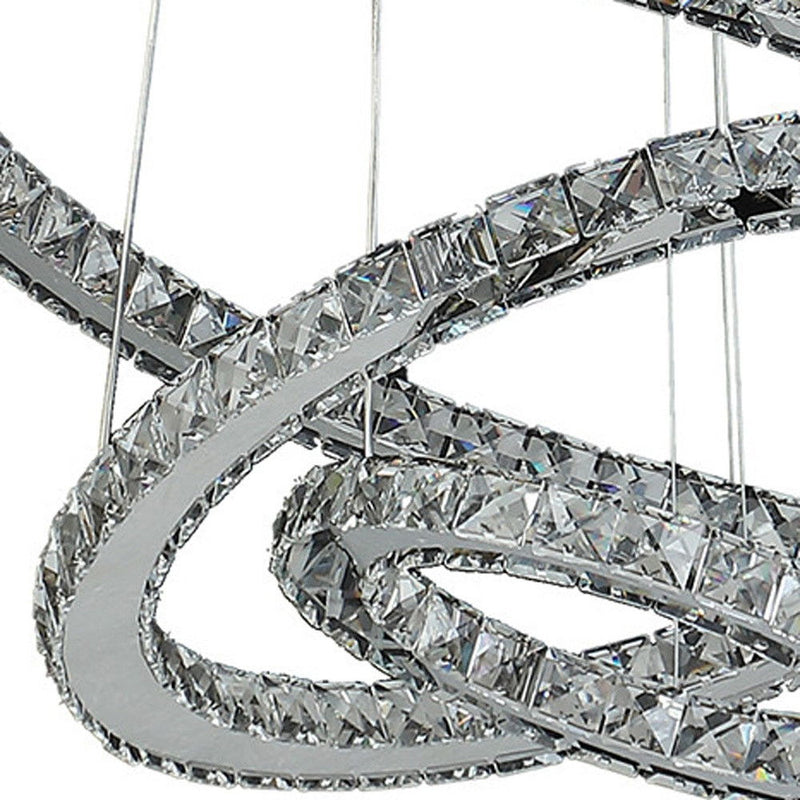Metal And Crystals LED Dimmable Chandelier - Silver