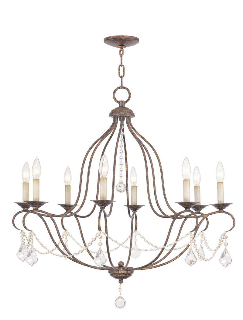30" Eight Light Dimmable Chandelier With Shades - Bronze