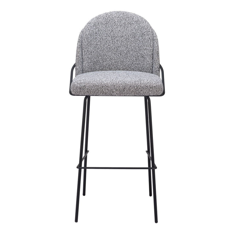 30" Modern Shearling And Steel Bar Height Bar Chairs (Set of 2) - White