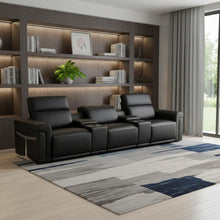 Load image into Gallery viewer, Top Grain Leather Reclining Metal USB Sofa (720365) - Black
