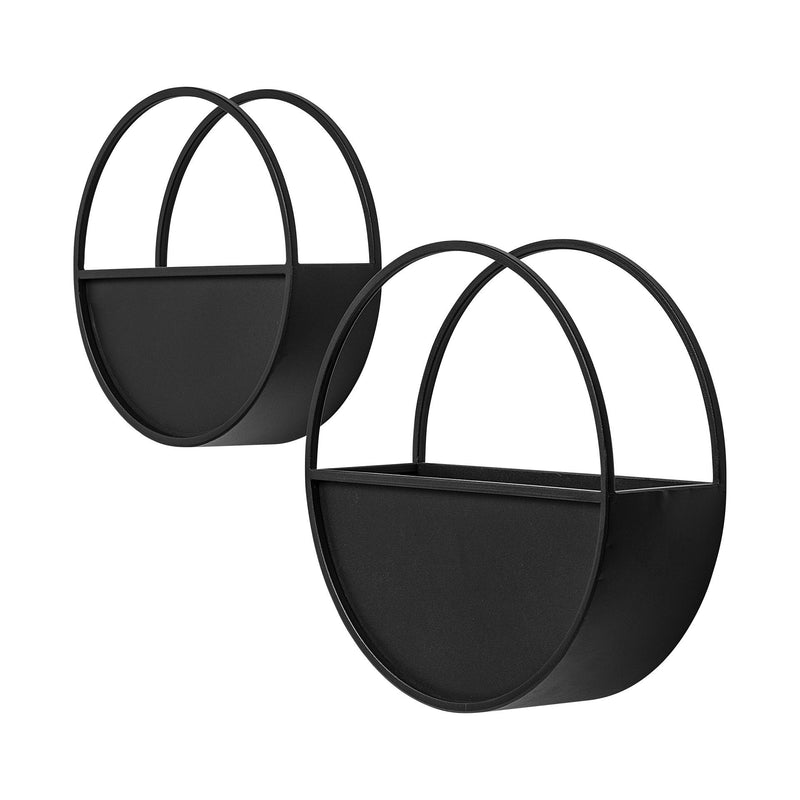 Round Hanging Planters (Set of 2) - Black