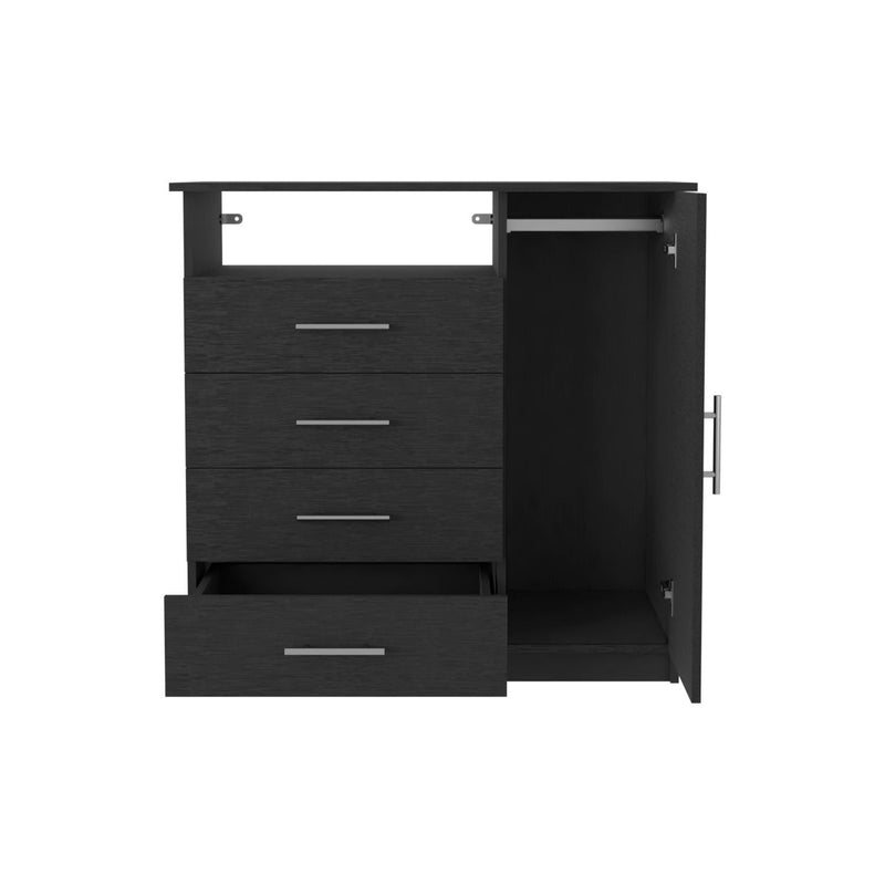 36" Four Drawer Combo Dresser - Black