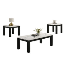 Load image into Gallery viewer, Modern 3 Piece Living Room Table Set With Faux Marble Top Wooden - Black / White
