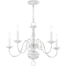 Load image into Gallery viewer, 18" Five Light Dimmable Chandelier With Shades - Antiqued White

