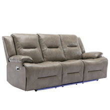 Load image into Gallery viewer, 3 Seater Home Theater Recliner Manual Recliner Chair With A LED Light Strip Two Built-In Cup Holders For Living Room

