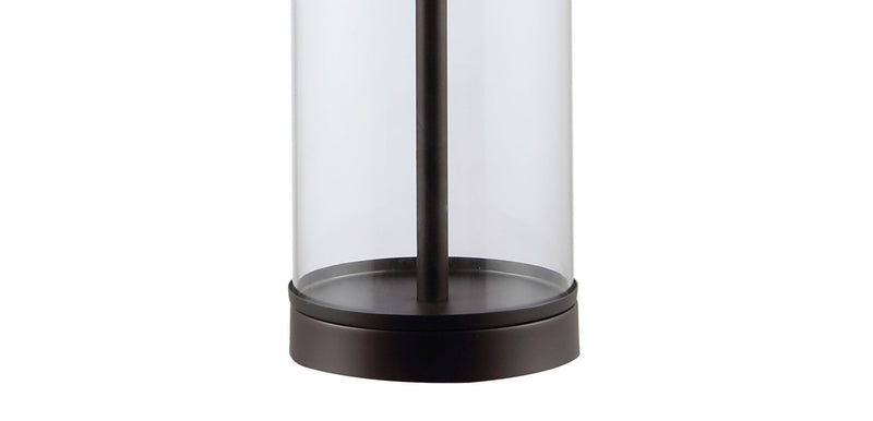 Table Lamp With Drum Shade - White / Antiqued Bronze