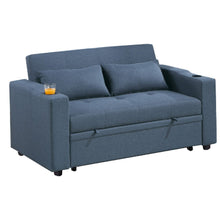 Load image into Gallery viewer, Modern Style Convertible Sofa With Pull-Out Bed, USB Ports &amp; Cup Holders
