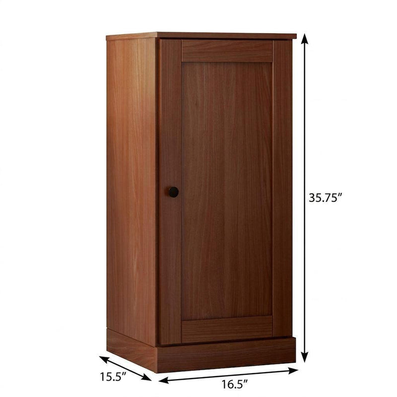 Solid Wood Adjustable Three Tier Library Bookcase With One Door (751319) - Coffee