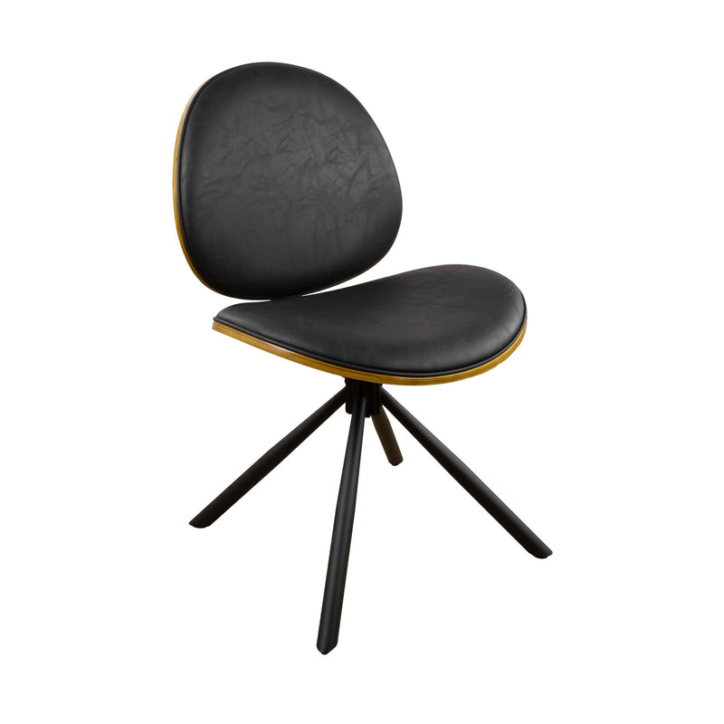 Upholstered Faux Leather And Metal Dining Side Chair - Black