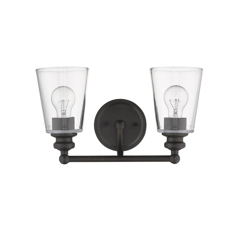 Two Light Glass Shade Wall Sconce - Antique Bronze