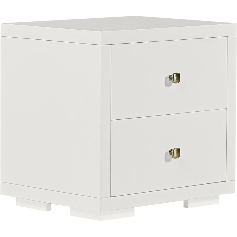 19" Two Drawer Nightstand - White