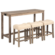 Load image into Gallery viewer, 4 Piece Bar Table Set With Power Outlet, 3 Padded Stools

