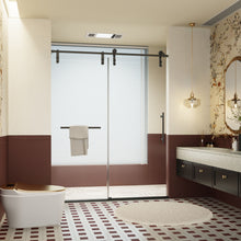 Load image into Gallery viewer, Frameless Single Sliding Shower Doors With Towel Rail &amp; Handle
