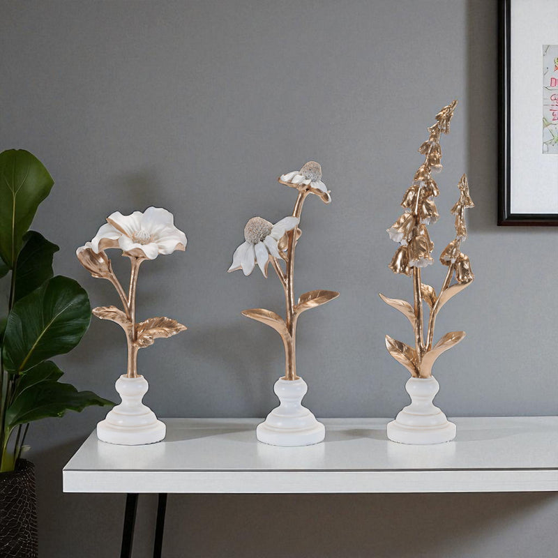 Tabletop Sculpture (Set of 3) - Gold / White