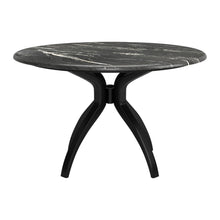 Load image into Gallery viewer, 50" Faux Marble And Steel Pedestal Base Round Top Dining Table - Black
