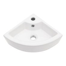 Load image into Gallery viewer, Triangle Porcelain Wall Mount Vessel Sink With Single Faucet Hole &amp; Overflow - White
