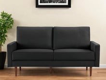 Load image into Gallery viewer, Velvet Sofa With Dark Brown Legs - Black
