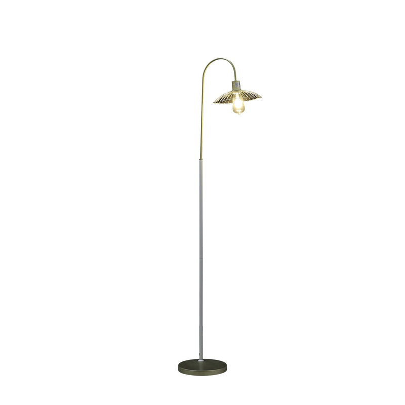 Arched Floor Lamp With Gold Metal Cage Shade - Gold