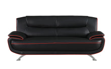 Load image into Gallery viewer, Leather Sofa With Silver Legs - Black
