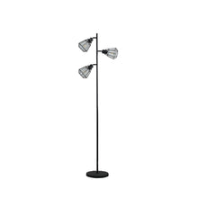 Load image into Gallery viewer, Three Light Tree Floor Lamp With Black Metal Cage Shade - Black
