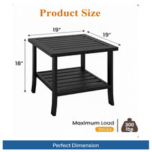 Load image into Gallery viewer, Square 2 Tier All-Weather Outdoor Side Table With Slatted Top
