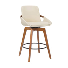 Load image into Gallery viewer, Powder Coated Footrest Swivel Counter Height Bar Chair - Cream / Black
